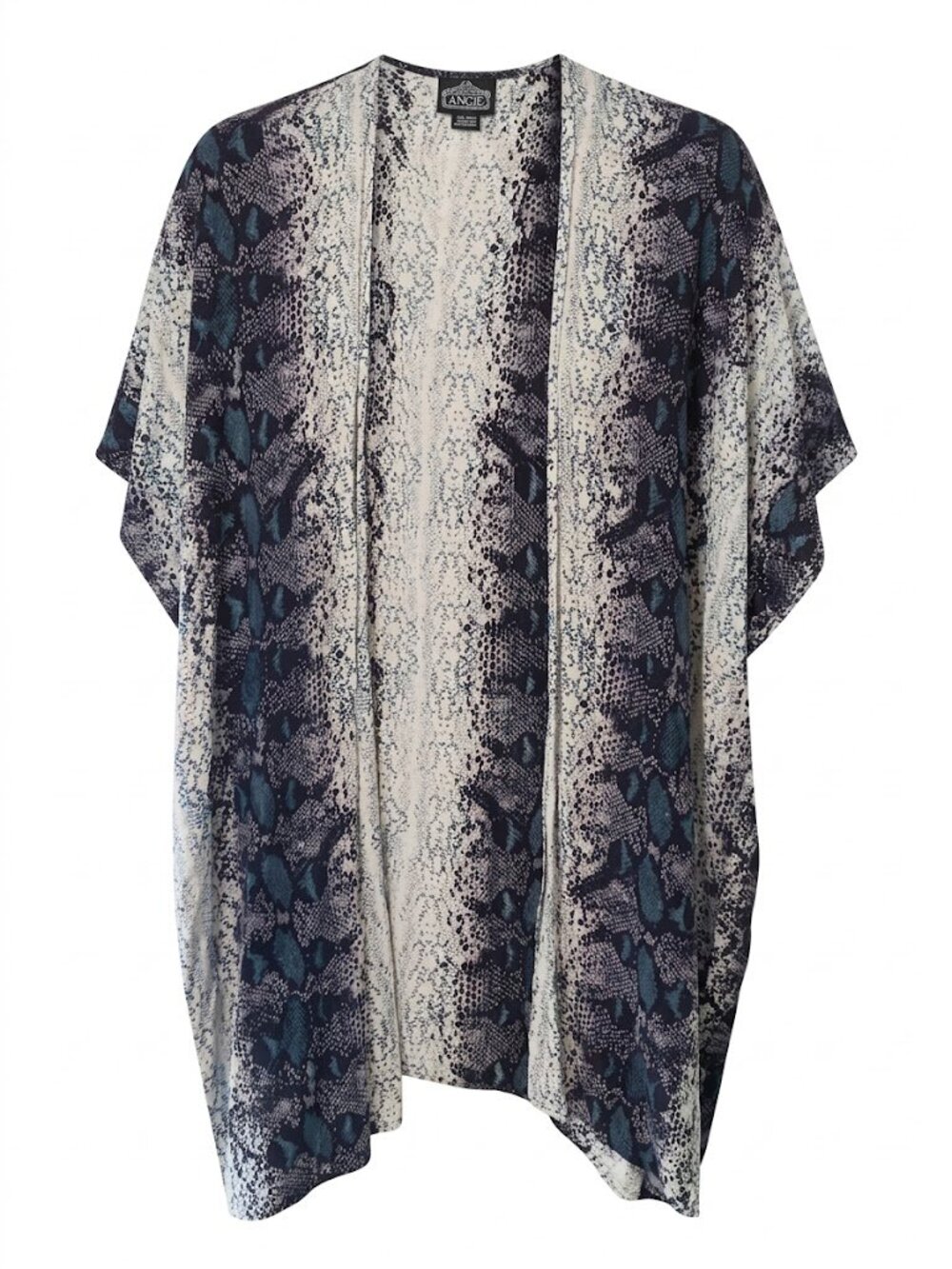 Angie Blue Snake Print Open Front Animal Print Kimono